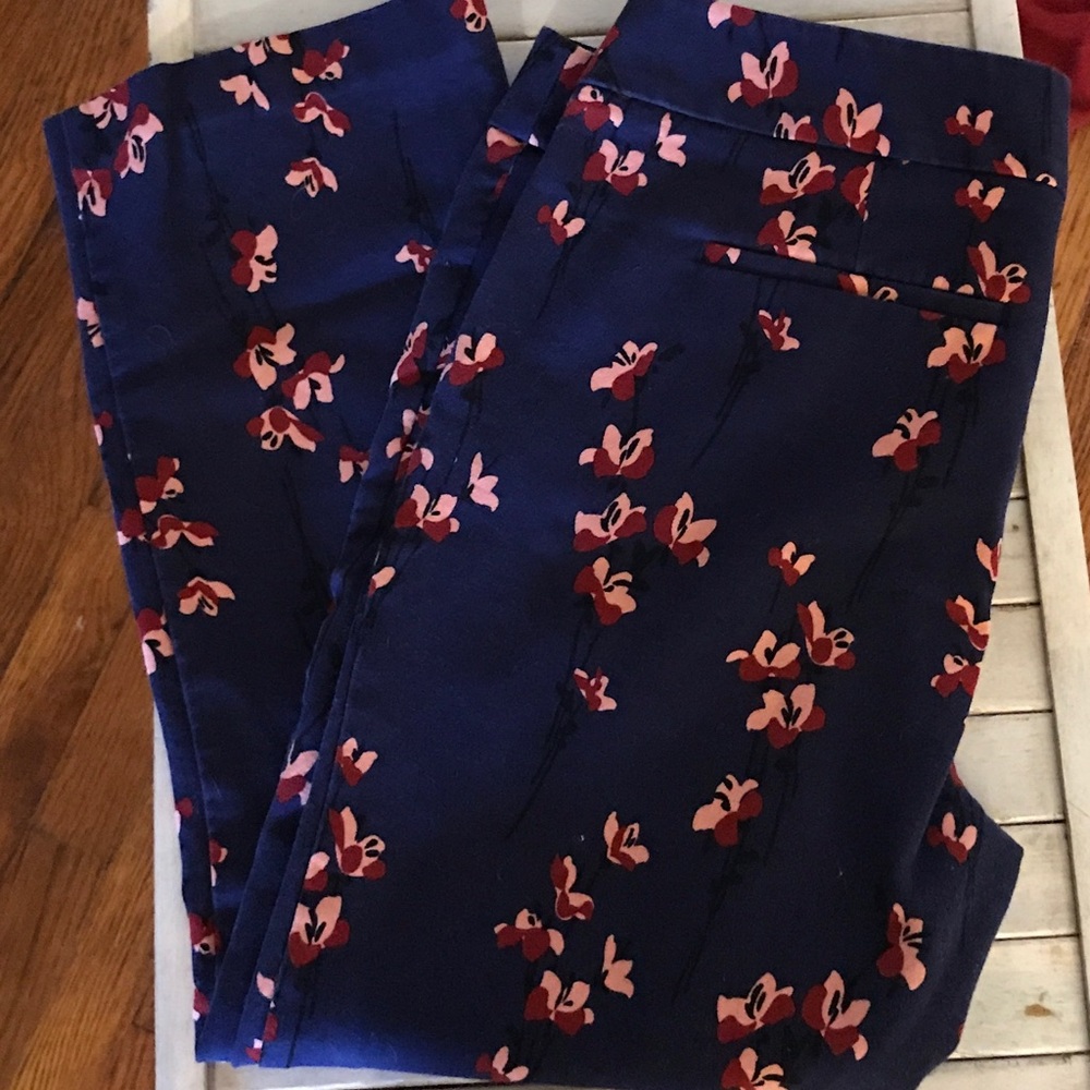 Blue with print ankle pants!  Perfect for fall!